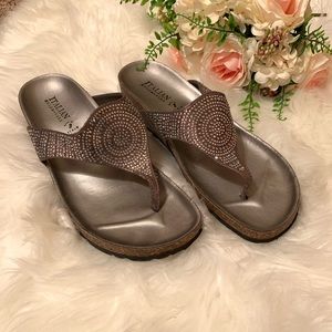 Italian Shoemakers Rhinestone Wedge Thong Sandal